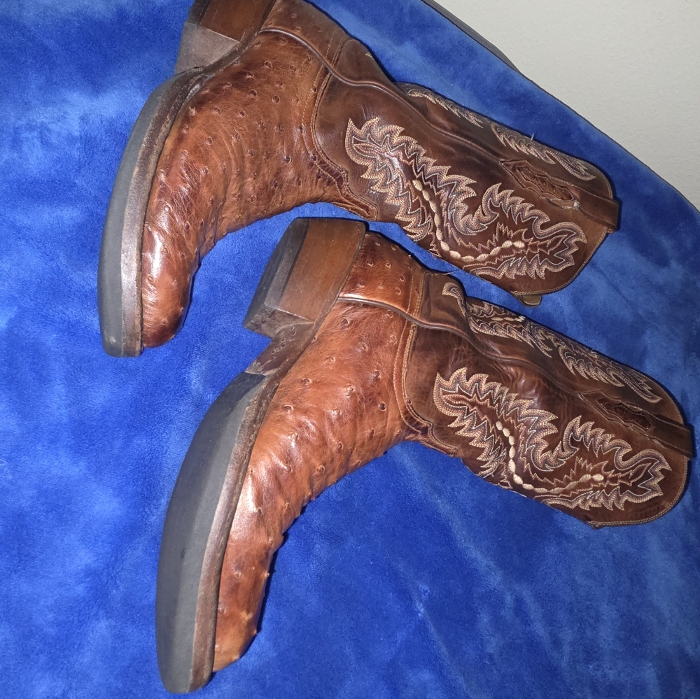 Lucchese Men's Brown Ostrich Leather Boots - Picture 14 of 16
